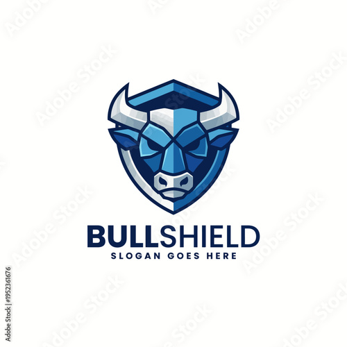 This powerful image features a bold bull depicted within a shield, representing strength, determination, and resilience, making it an impactful piece for branding and protection themes.