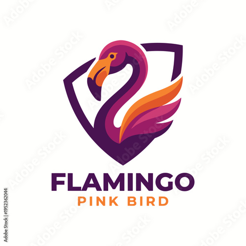 This stunning image showcases a flamingo, elegantly portrayed within a shield, representing beauty, creativity, and the spirit of protection and grace. Perfect for stylish themes.