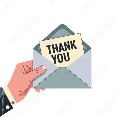 Hand Holding Envelope With Thank You Note