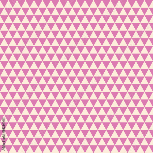 Seamless cream and medium pink geometric triangle pattern. Modern repeating background for wallpaper, packaging, textile, branding, and web design.