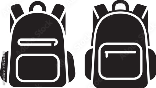 Backpack icons silhouette simple school bag vector set