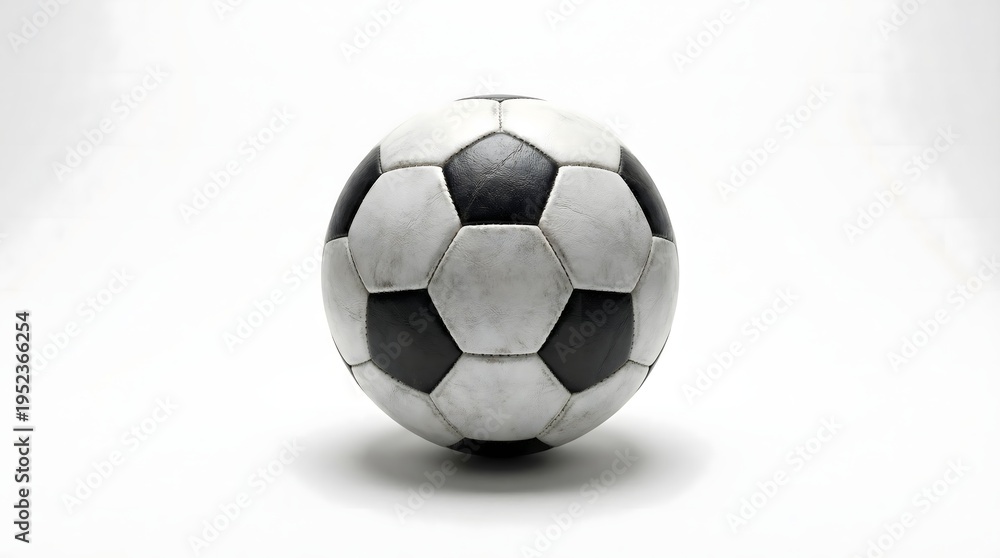 Naklejka premium Soccer ball with soft shadow on white background. Clean minimal football concept for sports banners, product layouts and modern design.