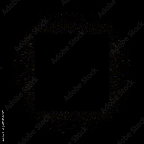 A glowing particle frame embraces the depths of the dark universe