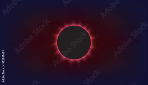 A dark circle with a vibrant red glow represents a solar eclipse against a deep blue background victor illustration