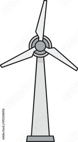 Illustration of a modern wind turbine generating renewable energy from wind power Vector, illustration