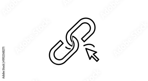 Broken Link Icon with Cursor Arrow Clicking on it, Symbolizing Error or Disconnection