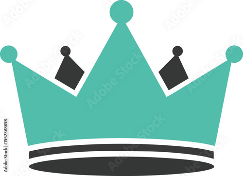 Chess-themed crown featuring black pawns as decorative elements on a teal base Vector, illustration
