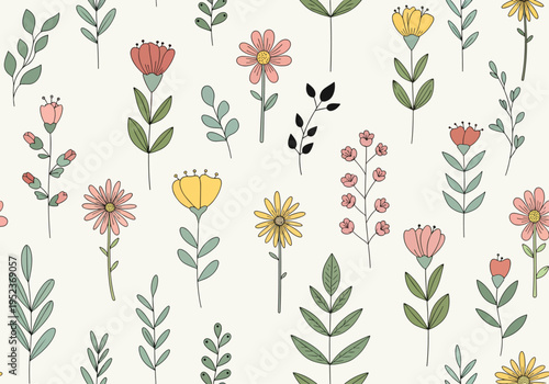 Contemporary floral design with abstract shapes and soft hues creating a stylish and versatile background