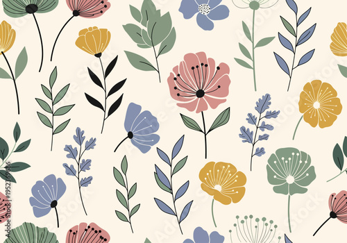 Elegant floral wallpaper concept with balanced spacing and soothing earthy color combinations