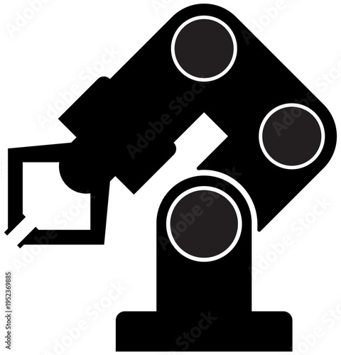 ロボットアームのシルエット（工場・自動化・産業用ロボット）