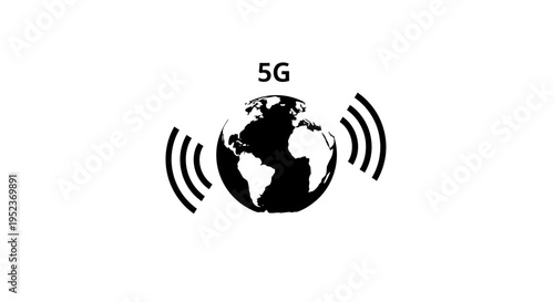 5G Network Earth Globe Icon.