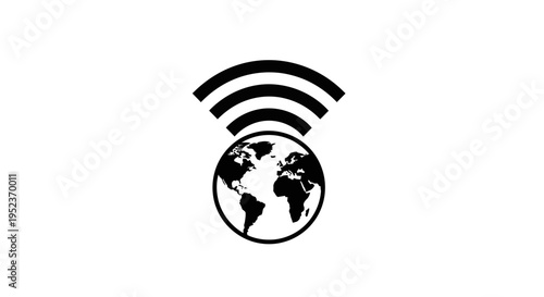 Black and white earth wifi symbol 1.