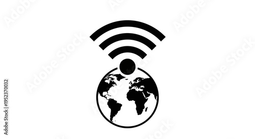 Black and white earth wifi symbol.