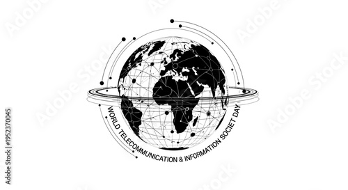 Black and white earth planet icon.