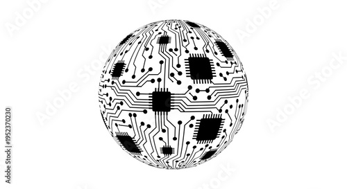 Circuit board sphere technology concept.