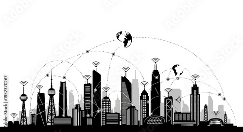 City Skyline with Skyscrapers and Towers.