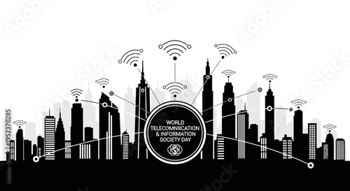 City Skyline with WiFi Signals 1.