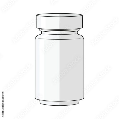 Simple white cylindrical container with a wide lid and ribbed neck