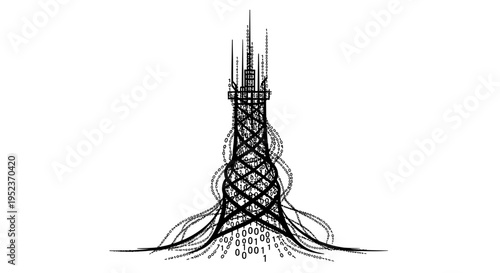 Detailed drawing of a cell tower.