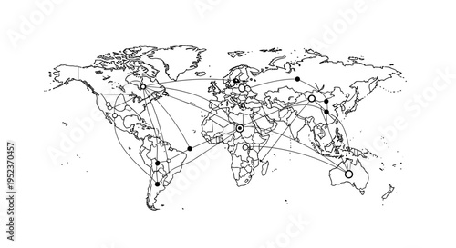 Global Connections Network Map Lines.