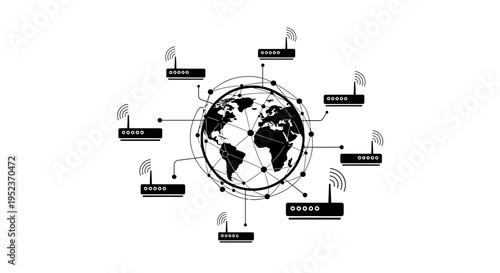 Global Network Connections Around Earth.