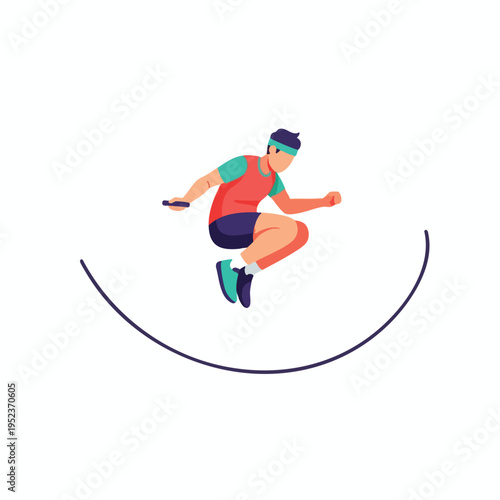 Active person jumping with a jump rope, mid-air, exercise concept