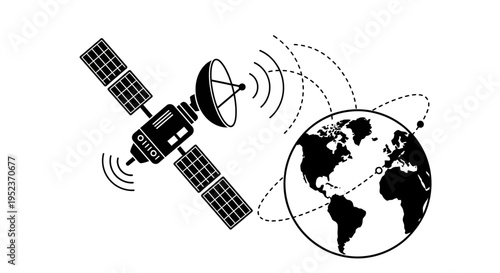 Satellite in Space Orbiting Earth 2.