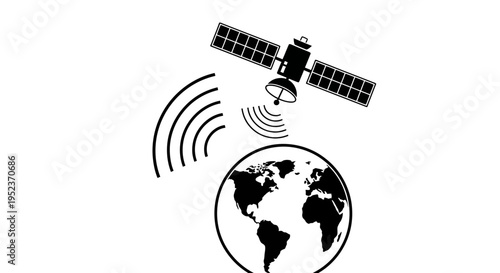 Satellite in Space Orbiting Earth.