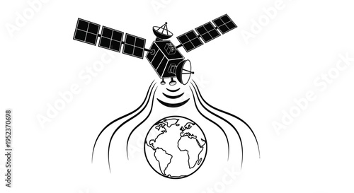 Satellite Orbiting the Earth in Space.