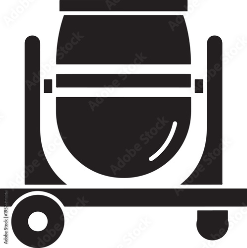 Silhouette icon of concrete mixer for construction