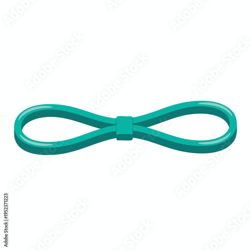 A smooth, glossy teal-colored infinity symbol lies flat on a white background