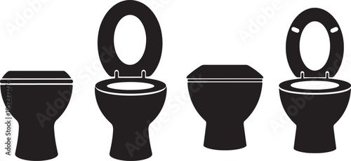 Toilet icon set black silhouette different toilet types