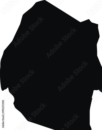 Black silhouette map of the country of swaziland isolated on a plain white background