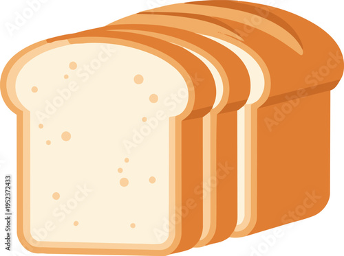 Three slices of toasted bread with crunchy edges and golden-brown surface Vector, illustration