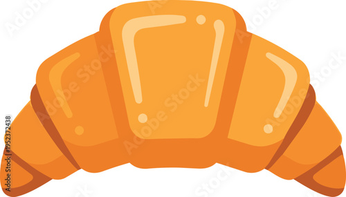 A stylized illustration of a golden croissant pastry with a flaky texture Vector, illustration