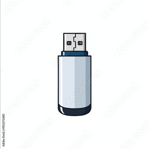 Stylized USB flash drive with a silver body and blue cap
