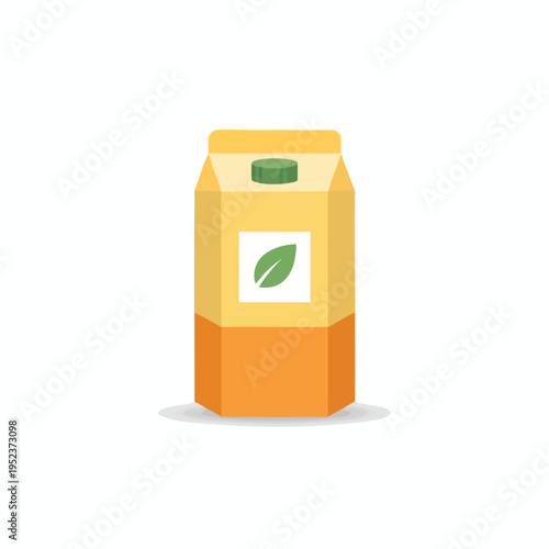Yellow juice carton with green cap and leaf logo