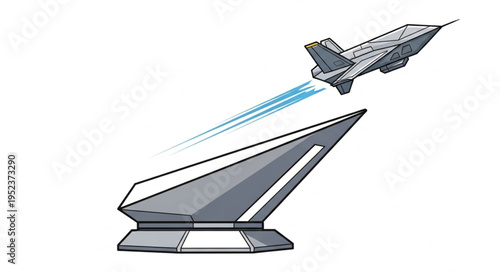 Rocket Launching from a Futuristic Platform into the Sky with Smoke.