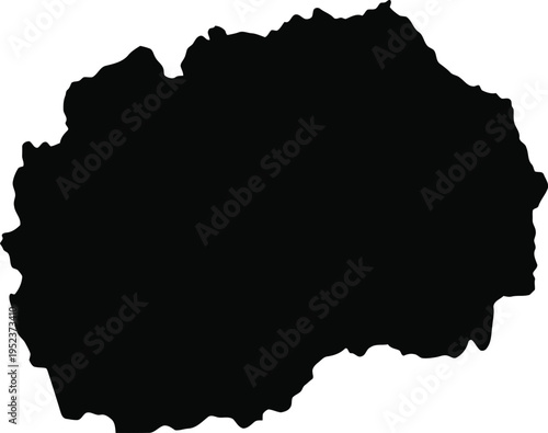 Black silhouette map of north macedonia isolated on a white background for design.