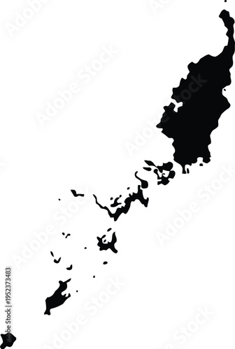 Black silhouette map of the islands of palau isolated on a plain white background