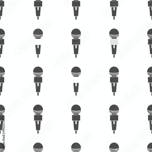 A repeating pattern of dark gray microphone icons against a white background