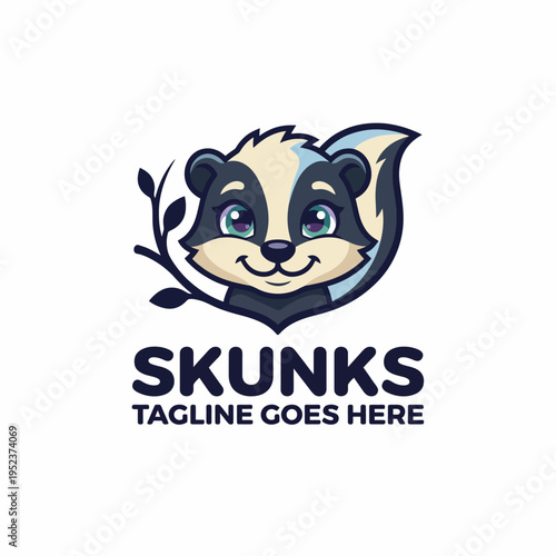 An adorable skunk logo design featuring a friendly character, perfect for products or businesses relating to wildlife and conservation while appealing to families.