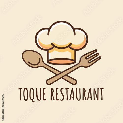 A modern and elegant logo featuring a chef's hat and utensils, reflecting quality and gourmet food services ideal for upscale dining establishments.