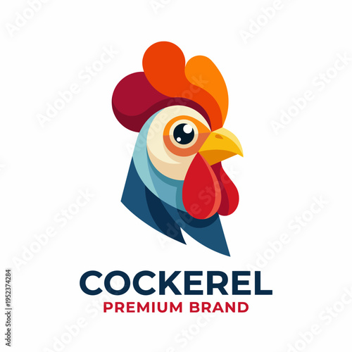 This colorful cockerel logo symbolizes farm life and vibrancy, ideal for agricultural brands, product labels, and businesses wanting to express freshness and natural quality.