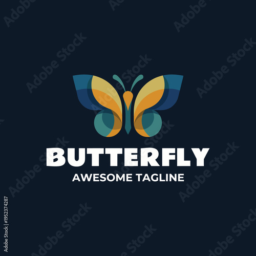 This image features a vibrant butterfly logo with a modern touch, showcasing the beauty of nature blended with a contemporary design suitable for various branding applications.