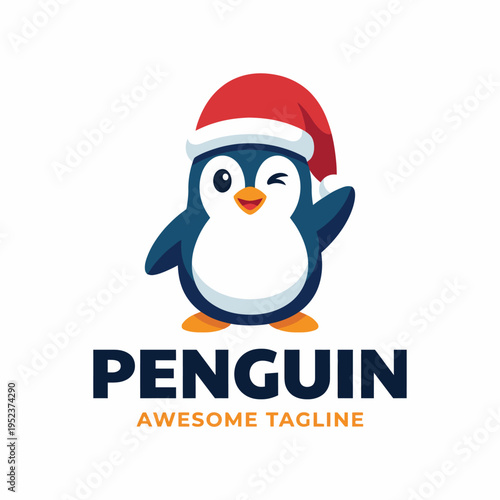 This adorable illustration of a winking penguin in a festive hat brings a playful charm, perfect for brands looking to spread joy and cheer during the holiday season.
