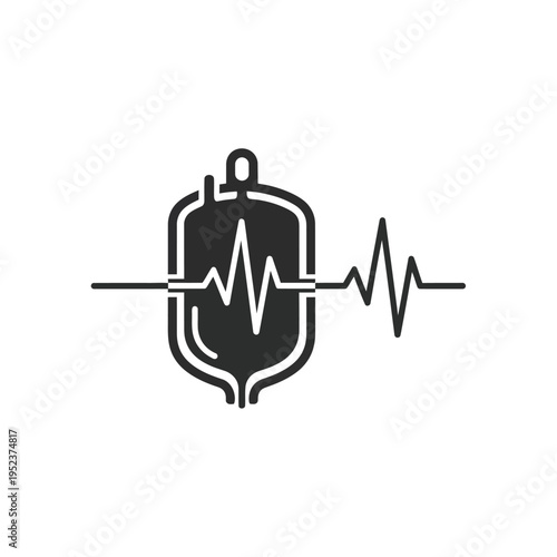 Blood bag with heart rate line.