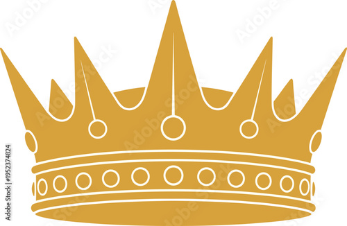 Golden crown illustration in elegant flat style featuring royal luxury design, king symbol, and decorative monarchy emblem on clean background