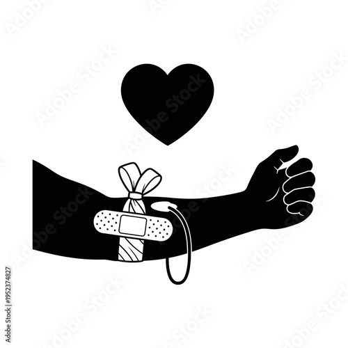 Blood Donation Arm with Bandage.