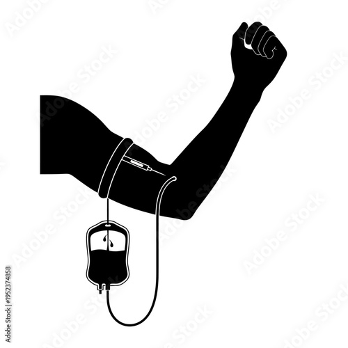 Blood Donation Arm with IV Tube.